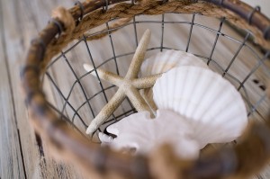 rustic-starfish-shells-wire-basket